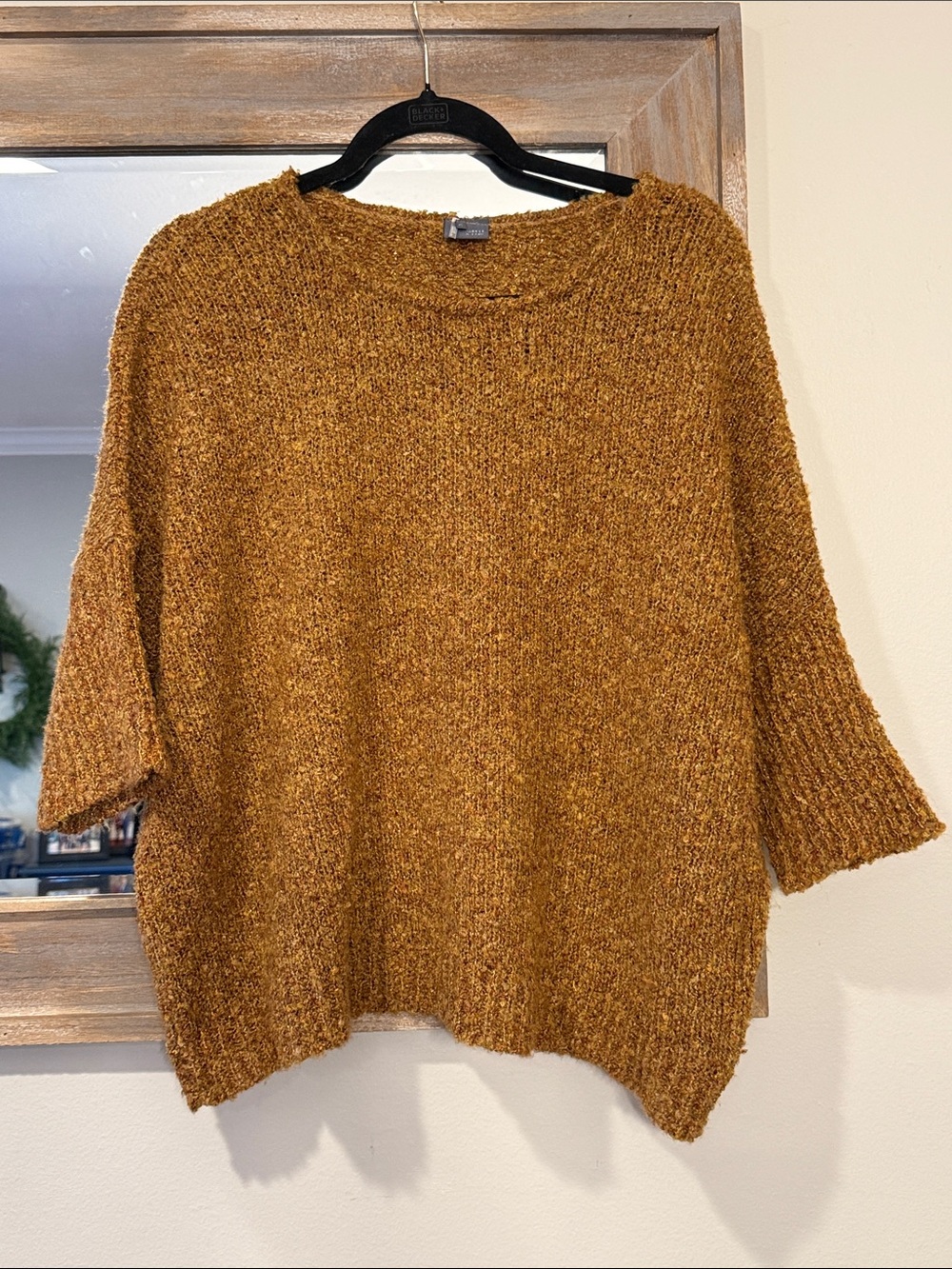 Sparkle & Fade Plush Oversized Scoop-Neck Sweater in Mustard Gold